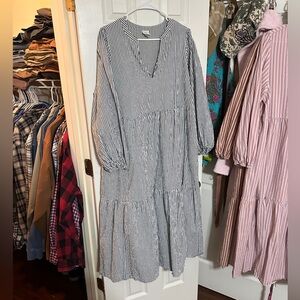 A New Day - Blue and White Gingham Midi Dress